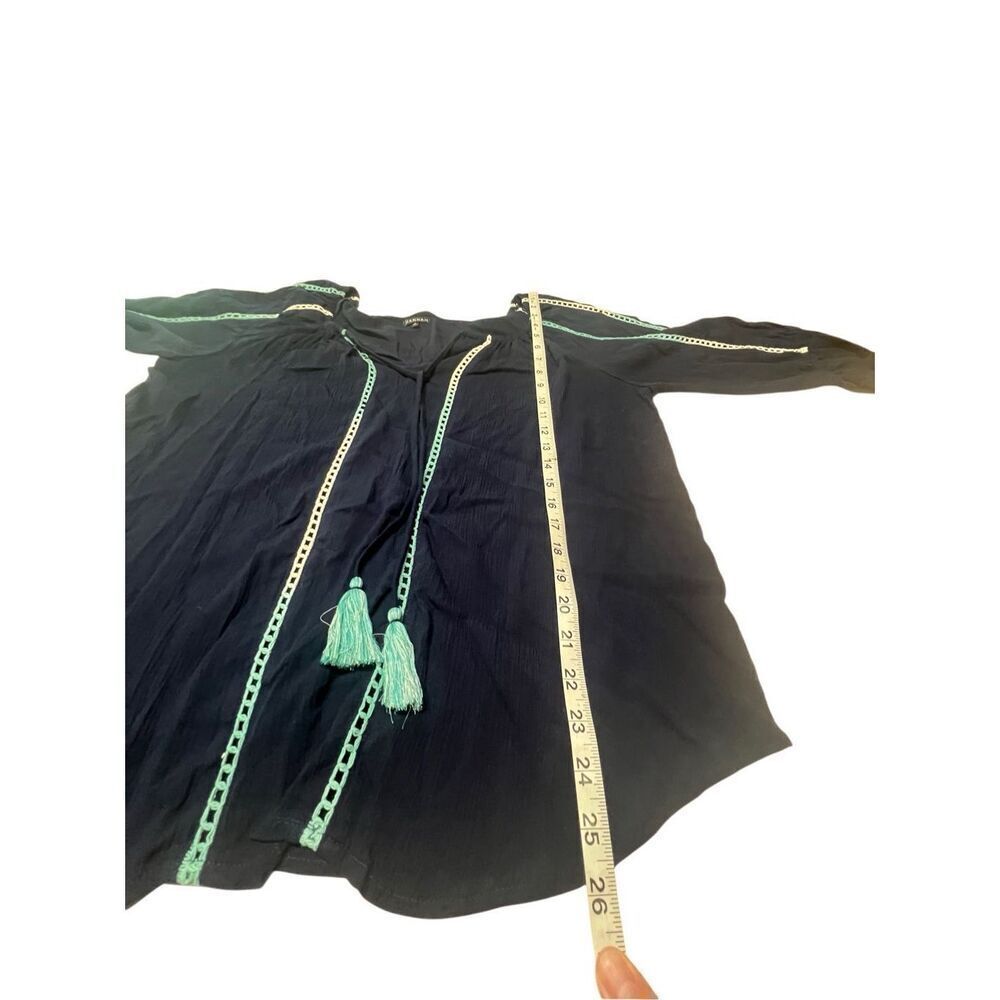 Hannah Navy Pullover tassel Blouse Sz L NWT - Picture 6 of 7